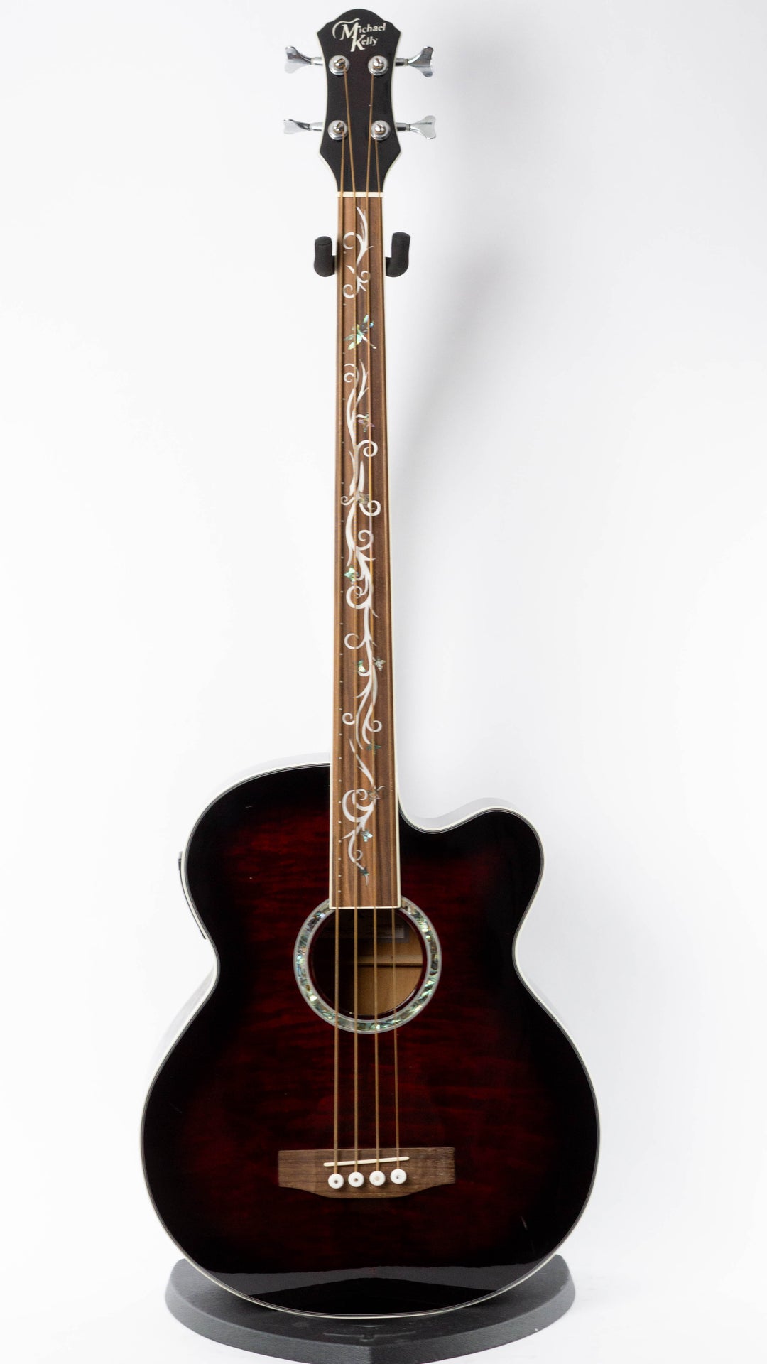 Michael Kelly Dragonfly MKDF4FLTBC Fretless Acoustic Bass 2013 Trans Black Cherry