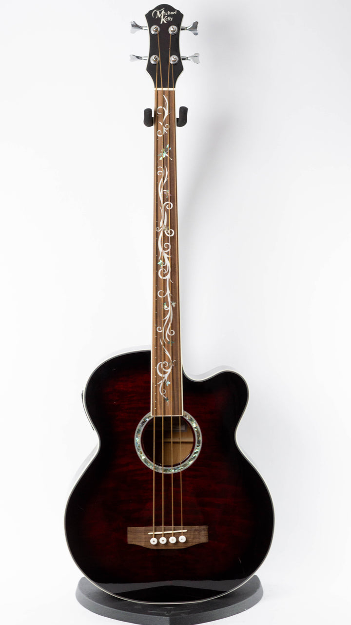 Michael Kelly Dragonfly MKDF4FLTBC Fretless Acoustic Bass 2013 Trans Black Cherry