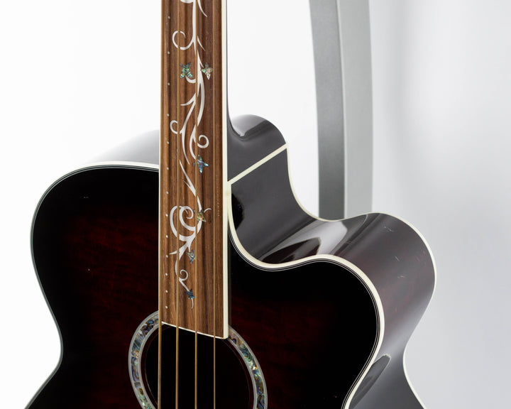 Michael Kelly Dragonfly MKDF4FLTBC Fretless Acoustic Bass 2013 Trans Black Cherry