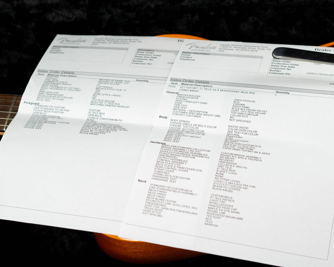 Fender Custom Shop Greg Fessler Masterbuilt 1972 Custom Deluxe Telecaster NOS 2016 Capri Orange