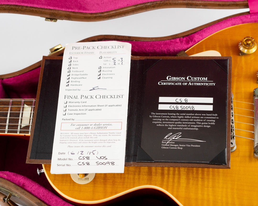 Gibson Custom Shop 1958 Reissue Les Paul Standard 2015 Lemon Burst VOS