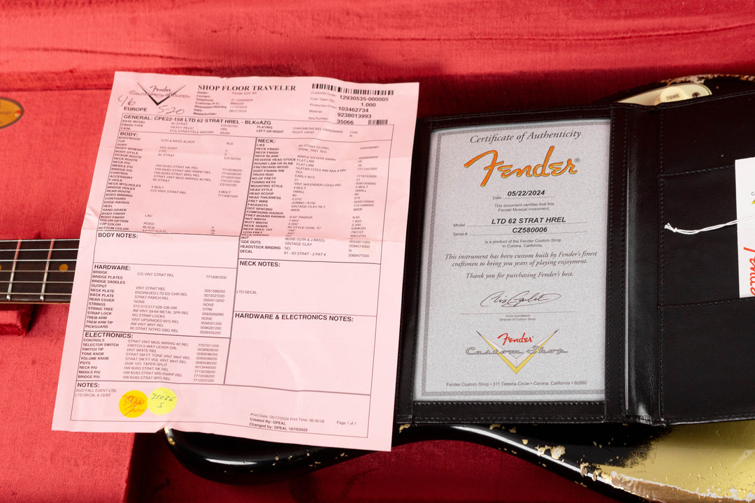 Fender Custom Shop 1962 Stratocaster Limited Edition 2024 Heavy Relic Black Over Aztec Gold