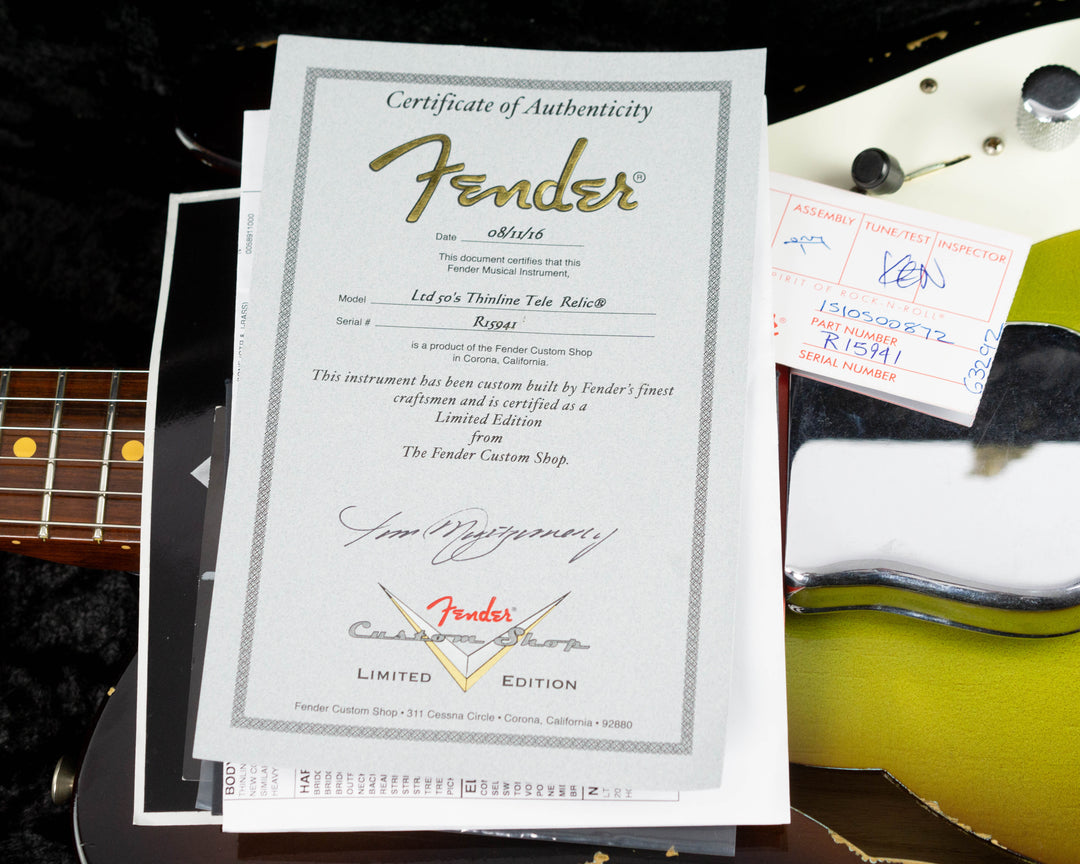 Fender Custom Shop Limited Edition '50s Reissue Thinline Telecaster Relic 2016 Dirty Sonic Burst