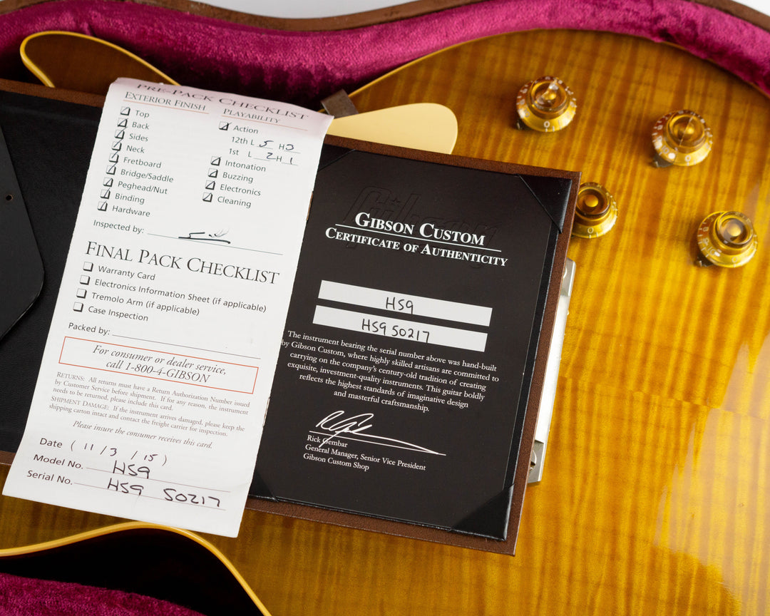 Gibson Custom Shop Historic Select Les Paul Standard Reissue 2015 Lemon Burst