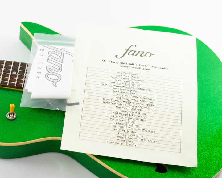 Fano Alt De Facto RB6 Thinline 2023 Candy Green Sparkle Light Distress