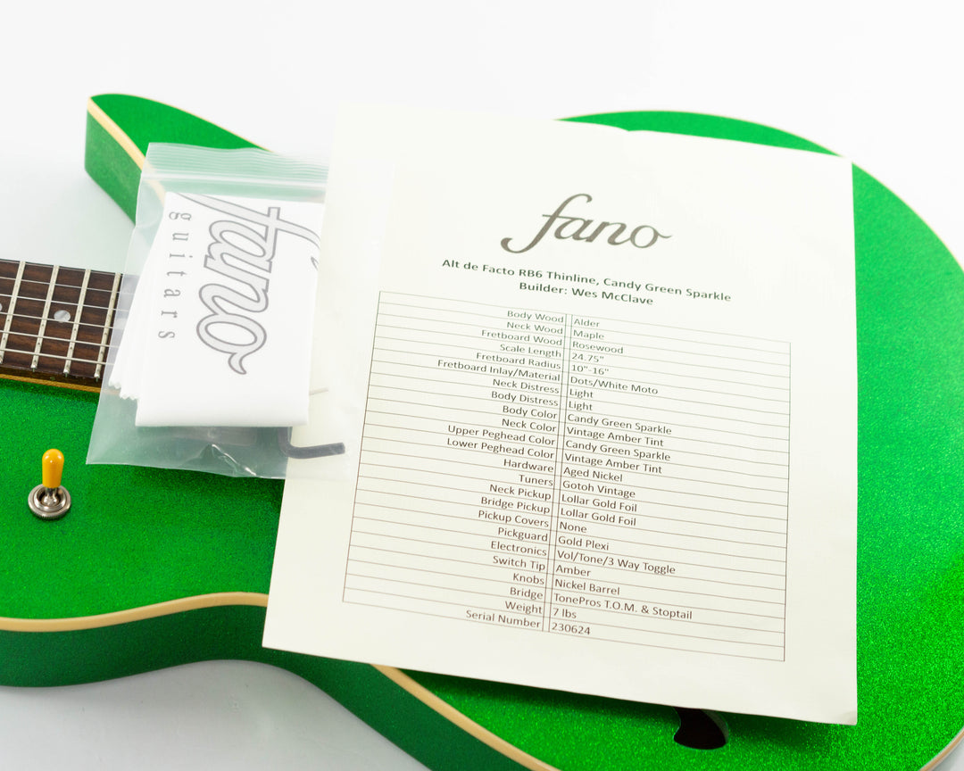 Fano Alt De Facto RB6 Thinline 2023 Candy Green Sparkle Light Distress