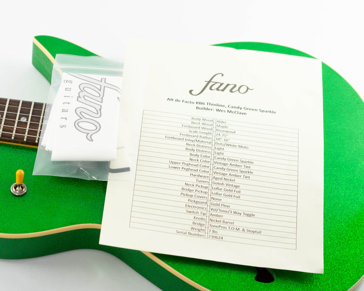 Fano Alt De Facto RB6 Thinline 2023 Candy Green Sparkle Light Distress
